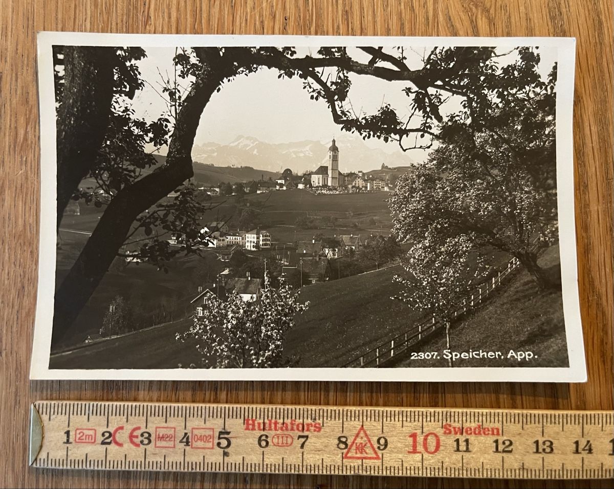 Cartoline postali: Antike Ansichtskarte Appenzeller Speicher – Usato da Waldstatt venduto da Cremschnitte