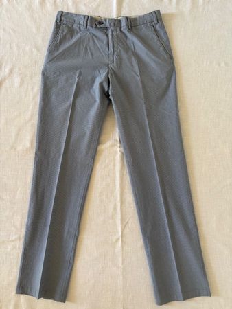 Loro Piana Blue Stretch Houndstooth Pants 50 IT/34 US Luxury