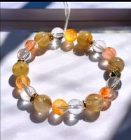 Bracelet fait main en quartz rutile doré et Quartz hématoïde