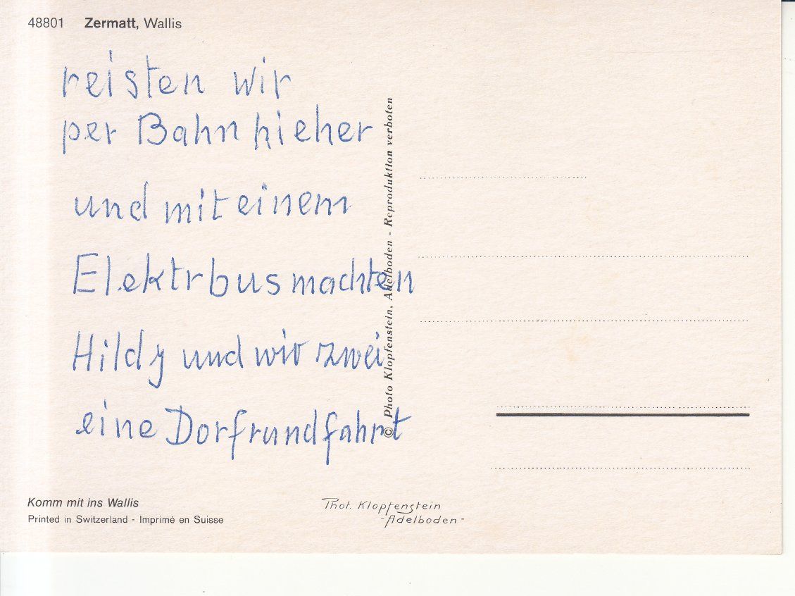Cartoline postali: Zermatt ca. 1975 – Usato da Bürglen TG venduto da StampGraf 1