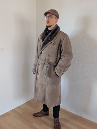 Sehr warmer Herren Wintermantel- Echtes Lammfell