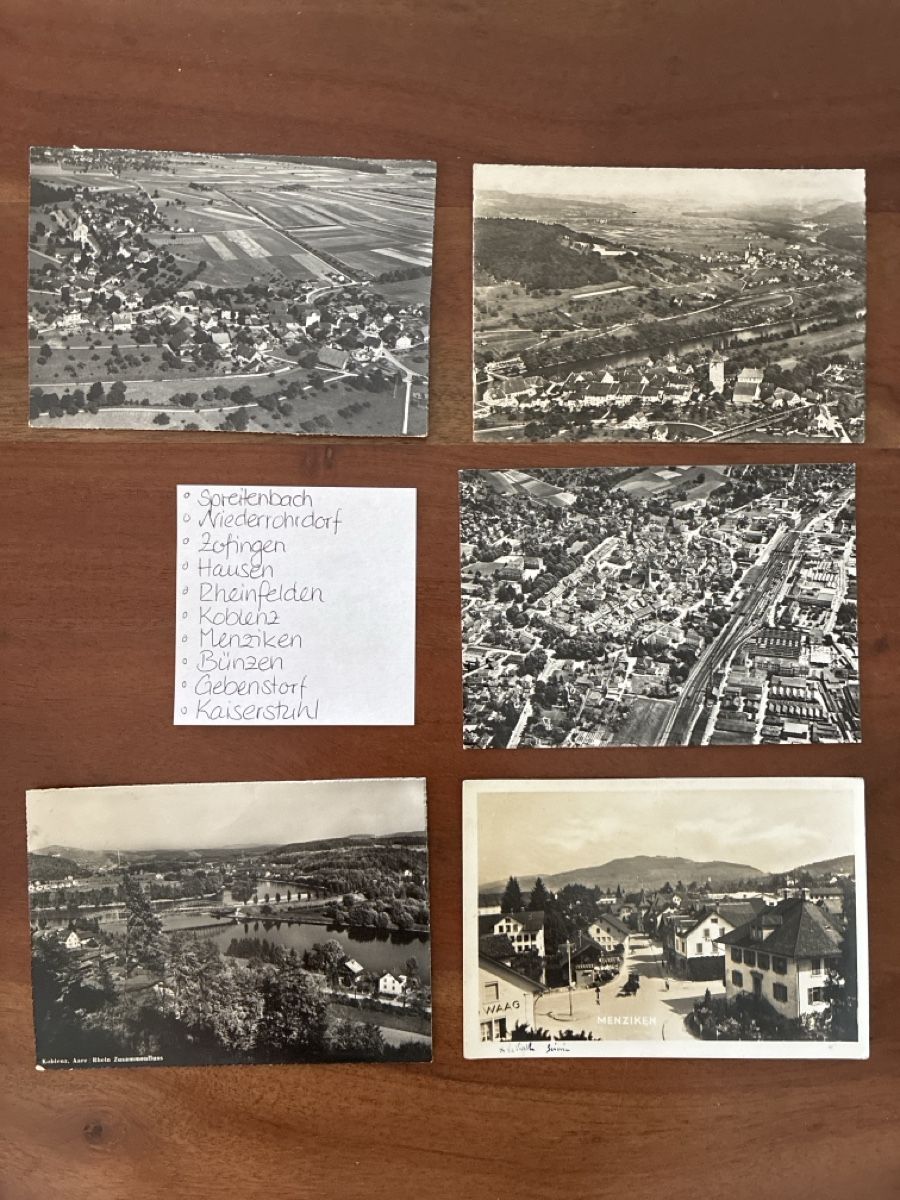 Ansichtskarten: 10 Ansichtskarten Schweiz Luftaufnahmen vom Kt. AG. 3 – Gebraucht aus Oftringen von Cla.vD.74