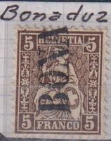Sitzende Helvetia 5, Stabstempel BONADUZ (GR)+++