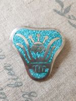 Indianer Brosche/ Anhänger mit Türkisen in 925 Silber