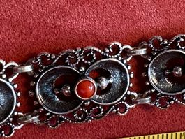 Vintage 835 silber Armkette neu mit Corallen