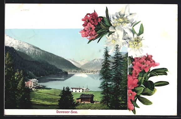 Cartoline postali: AK Davos, Häusergruppe am Davoser-See – Usato da Berlin venduto da bartko-reher