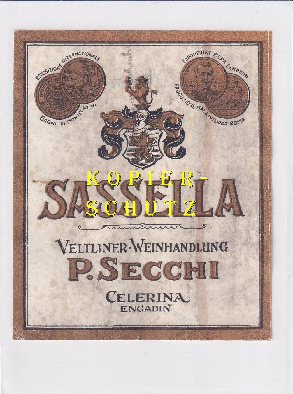 Carta: Etikette - Sassella (Secchi, Celerina) /bd – Usato da Hombrechtikon venduto da Rudolf07
