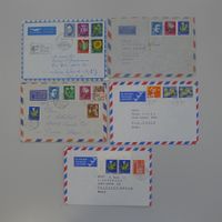 1961+1962 5 Flugpostbriefe nach Brasilien & USA +Frankaturen