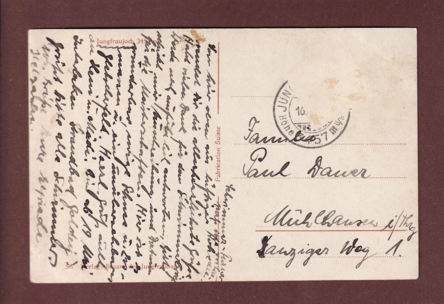 Cartoline postali: JUNGFRAUJOCH – Usato da Pully venduto da nicecards-shop 1