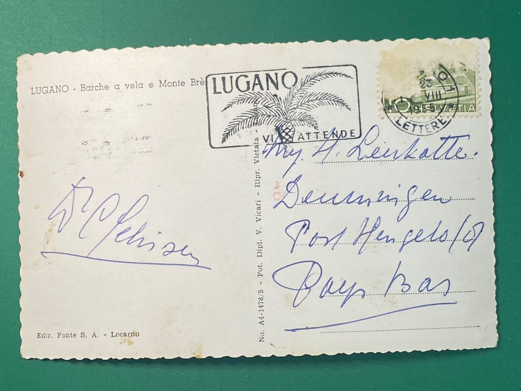 Cartoline postali: Lugano - Barche a vela e Monte Brè – Usato da Steg VS venduto da _vinci_ 1