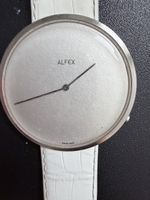 Montre ALFEX 🇨🇭Argenté Cuir Blanc Made in Swiss