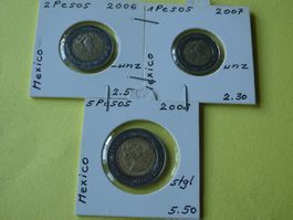 Mexiko,  Konvolut alte Münzen 2006-08