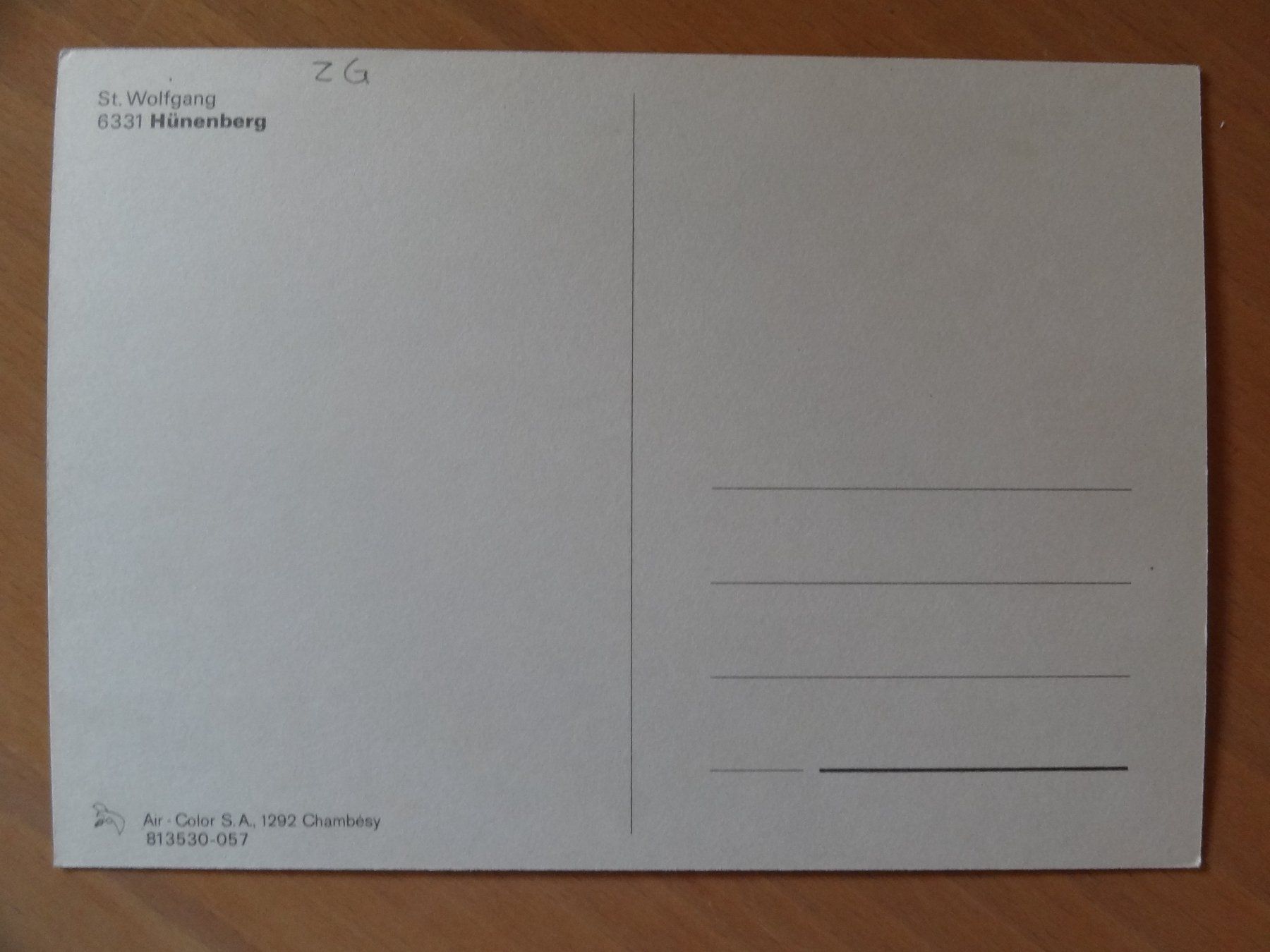 Cartoline postali: Hünenberg - St. Wolfgang - ZG – Usato da St Léonard venduto da Riglin 1