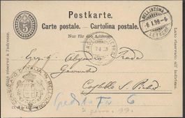 1899 PK o Bellinzona Konsolato Italia - C. S. PIETRO ab 1.-