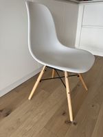 6 White chairs wooden legs Eames style good condition