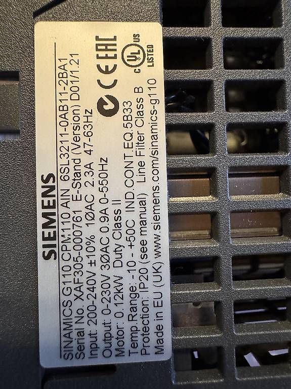 Siemens Componenti elettronici: SINAMICS G110 CPM110 Wechserichter – Usato da Lostorf venduto da her_9tzh 2