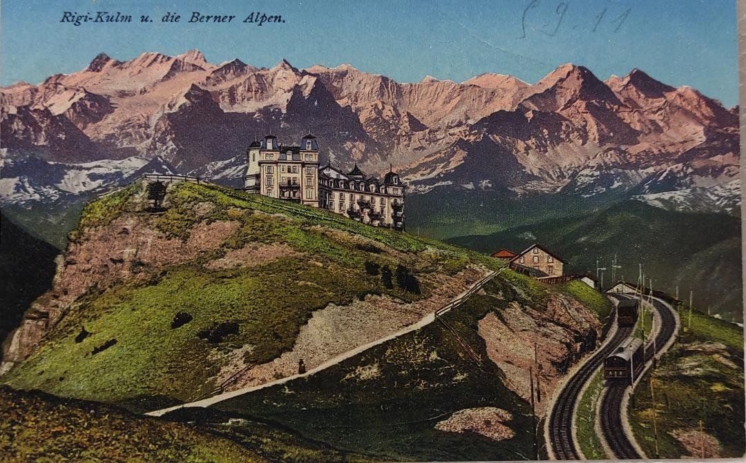 Ansichtskarten: RIGI-KULM & die Berner Alpen - 1911 – Gebraucht aus Delémont von Domdom1