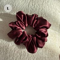 8# wine red 100% Mulberry Silk Scrunchie Size L - NEW!