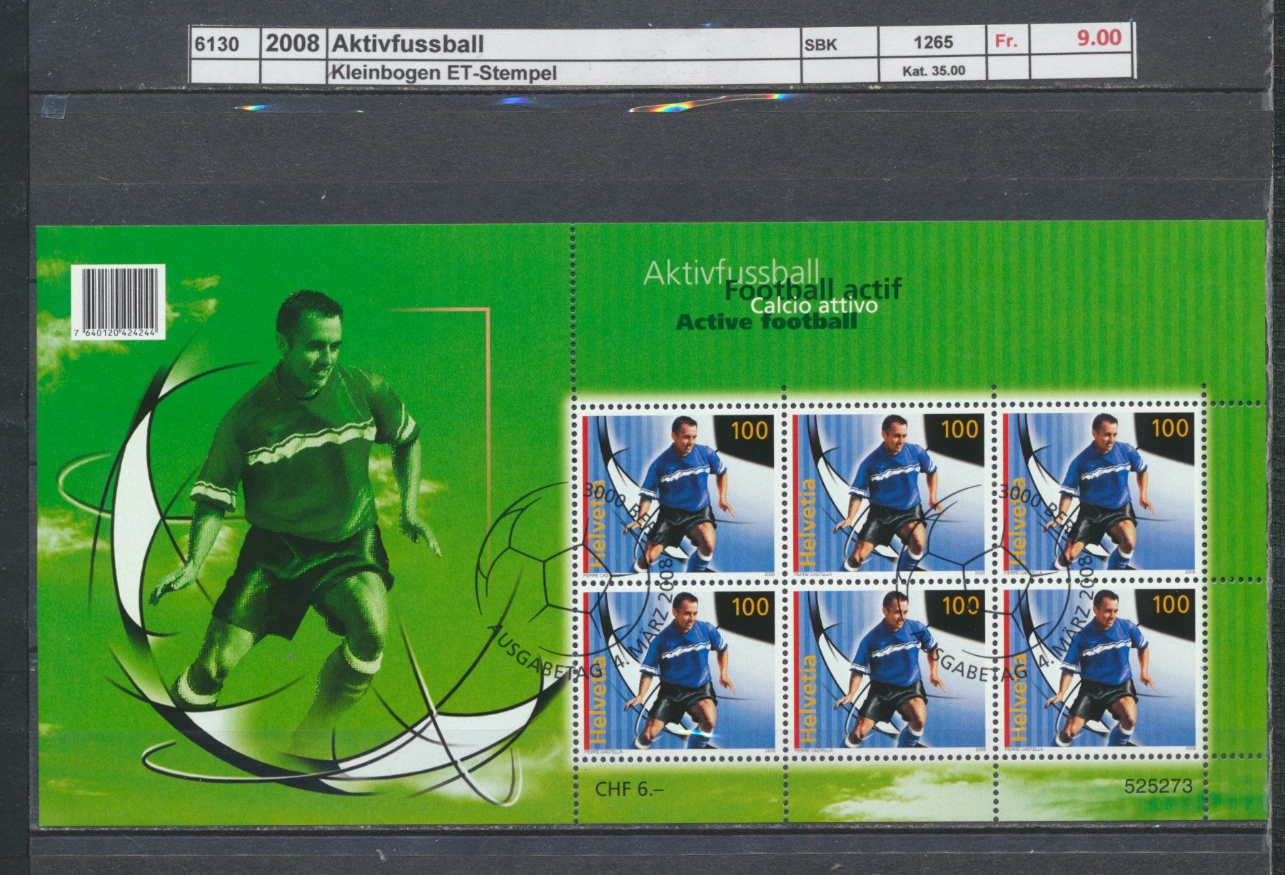 Alle Briefmarken: 2008 "Aktivfussball", Kleinbogen, ET - Stempel – Gebraucht aus Winterthur von Zupogeru