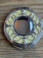 Vintage Style Double Mirror Compact Ornate Silver Tone