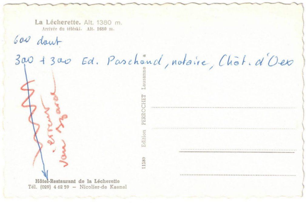 Cartoline postali: Col des Mosses -  Skilift Lécherette – Usato da Binningen venduto da Mountainrider 1