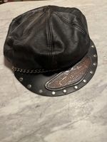 Alte Dächlikappe, Hut aus Leder mit Harley Davidson Logo