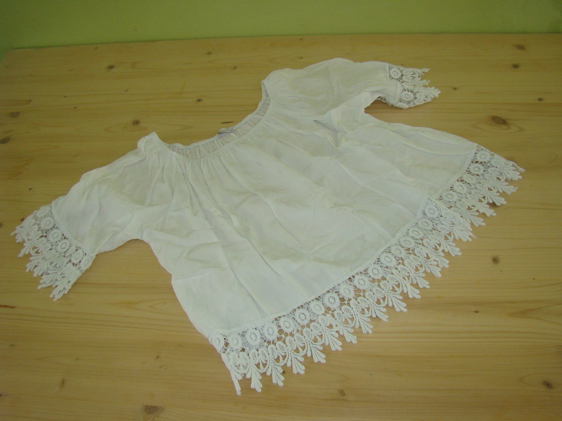 Top: Luftige weisse Bluse mit Spitze, Sommer Top Gr. S – Usato da Malters venduto da burzi