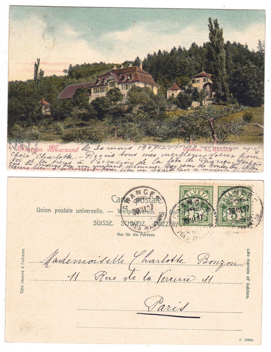 Ansichtskarten: Granges-Marnand, château de Marnand – Gebraucht aus La Tour-de-Peilz von amjust