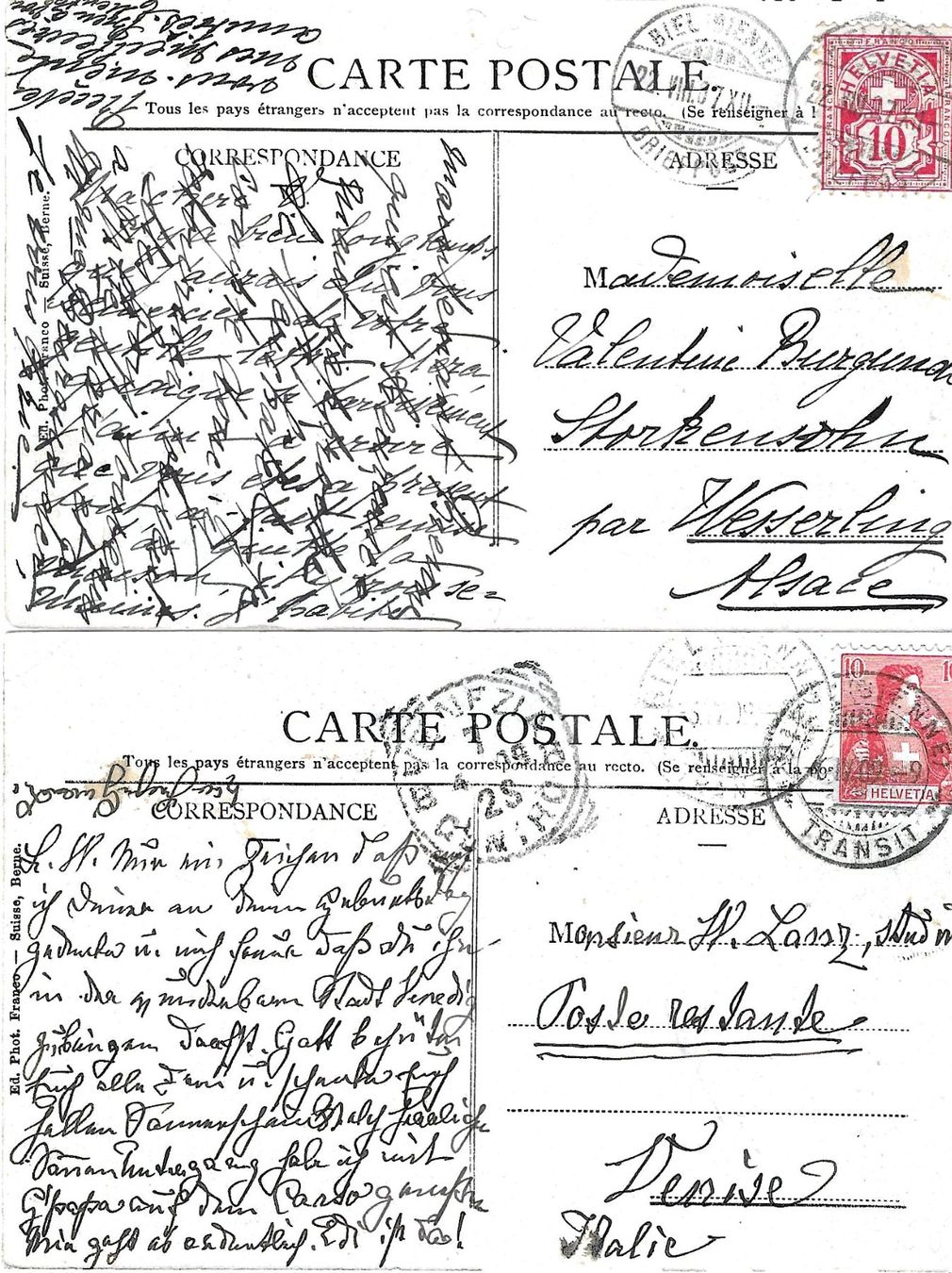 Cartoline postali: Biel-Bienne - 2 Postkarten Alstadt – Usato da Savagnier venduto da Ne2065 1