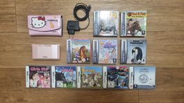 Nintendo DS Konsole Rosa + 10 Spiele und Zubehöre