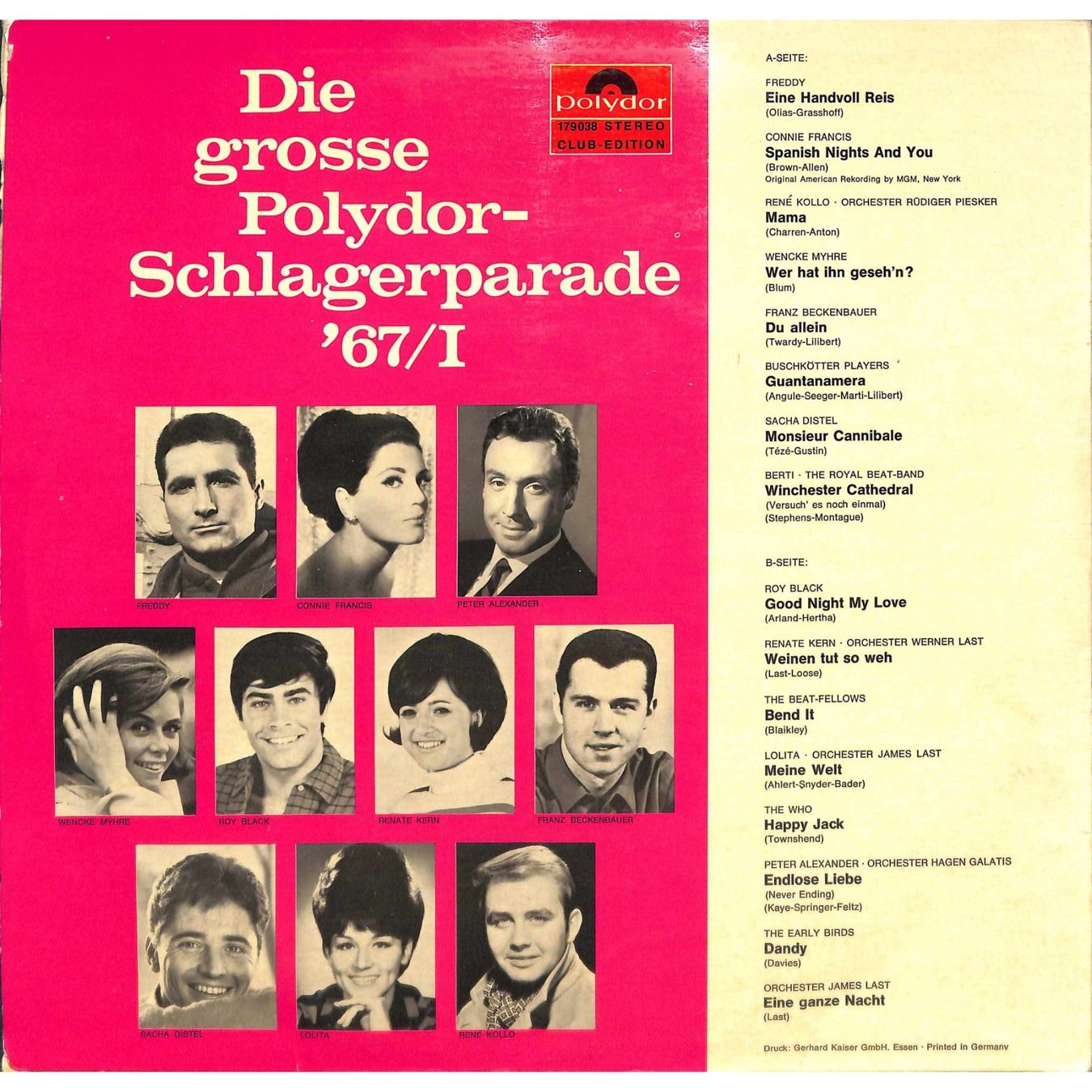 Dischi in vinile: LP: Die Grosse Polydor-Schlagerparade '67/I - 1967 – Usato da Trimmis venduto da Dres2 1