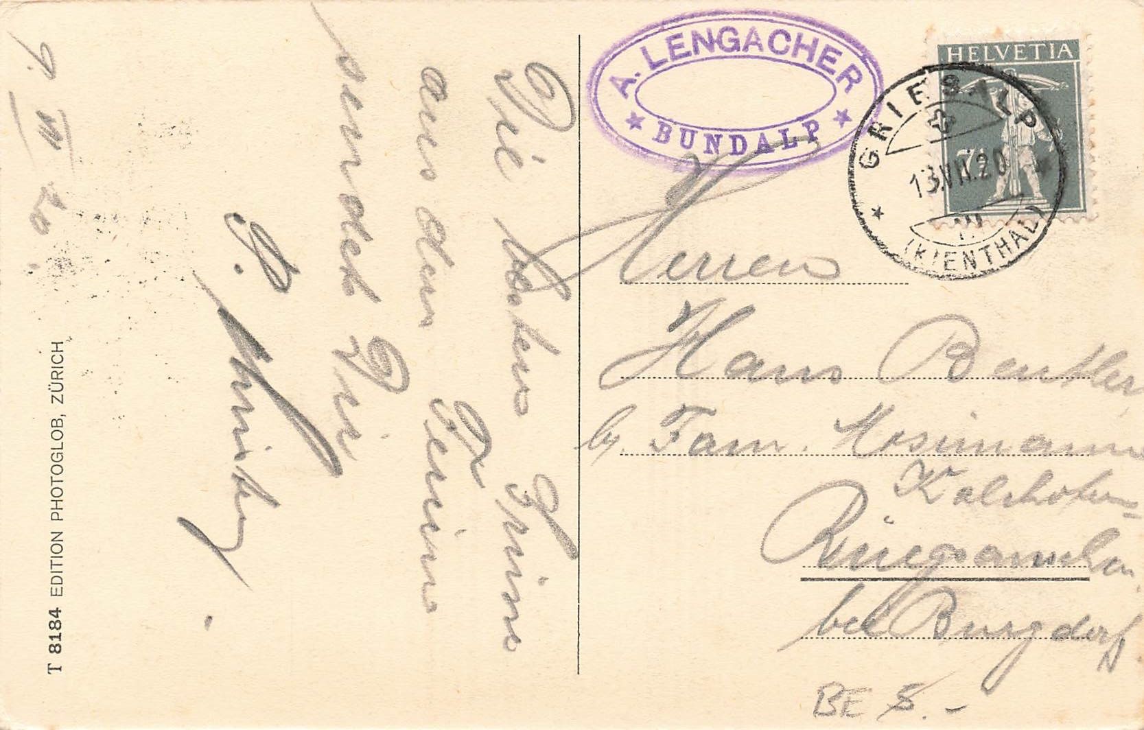 Cartoline postali: Kiental BE Bundalp Alphütten – Usato da Biasca venduto da Blenio71 1