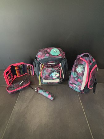Ergobag Schulrucksack Set pinkgrün Mädchen gebraucht