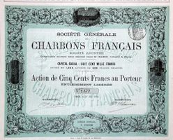 Société Générale des Charbons Francais SA, Paris - 1880
