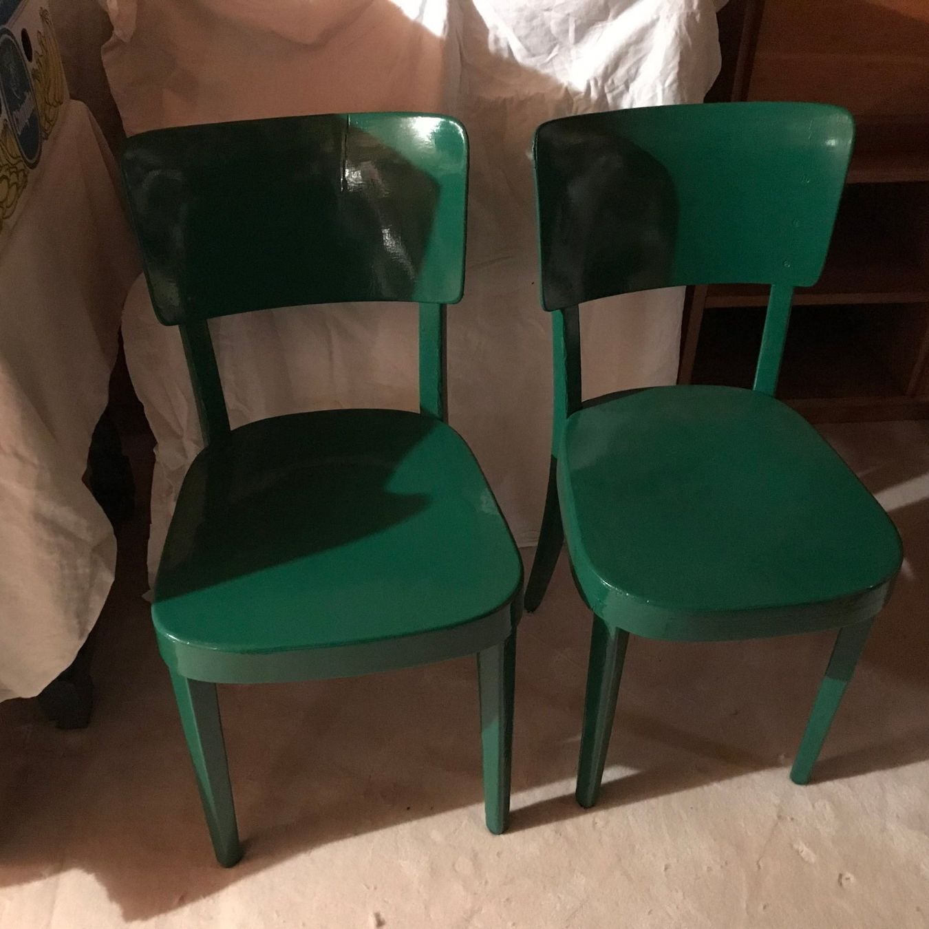 Sedie: 2 chaises vertes des années 50 – Usato da Ste-Croix venduto da BuffetSC 3