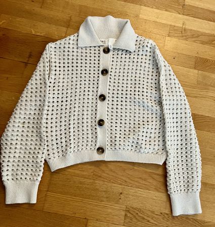 H&M Crochet Strickjacke Creme XS Sommer Lässig Oversized Loo