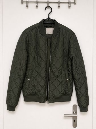 Quilted Bomber Jacket Dark Green Size M New