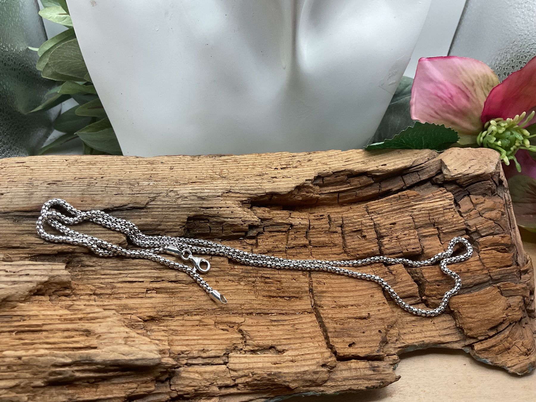 Catenine: Silbercollier Popcornmuster, 56cm lang – Nuovo (secondo la descrizione) da luzern venduto da Alpendorf1 2
