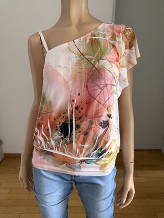 Blumen-Top Einzelschulter Gr. M Sommertop schulterfrei 