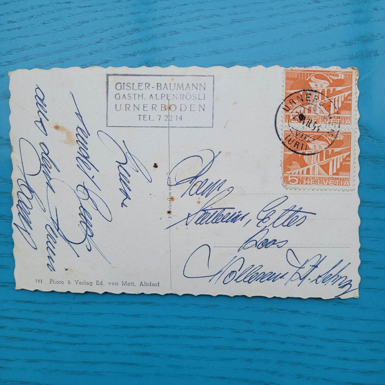 Cartoline postali: Urnerboden gegen Klausenpass 1954 – Usato da SCHÜBELBACH venduto da CoKaHa 1