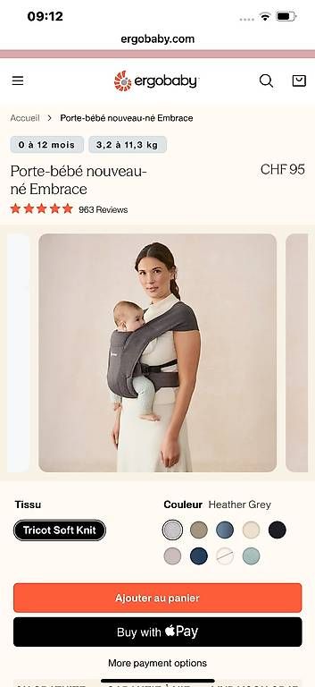 Marsupi portabebè: Vends porte bébé ergo baby – Usato da morges venduto da gro_zbz7 1