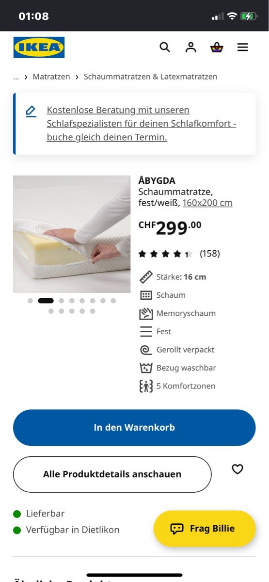 Ikea Matelas: Ikea Matratze neu – Neuf avec emballage d'origine à Zürich par benebiene 3