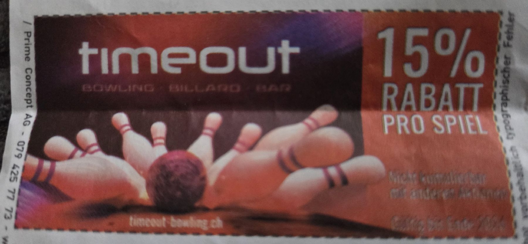 Buoni: Timeout Bowling Gutschein: 15% Rabatt pro Spiel! – Nuovo (secondo la descrizione) da Uttigen venduto da TomTom_