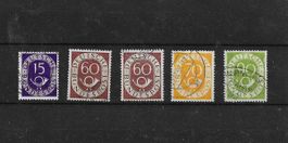 LOT DEUTSCHLAND 5 Marken aus POSTHORN SATZ 1951