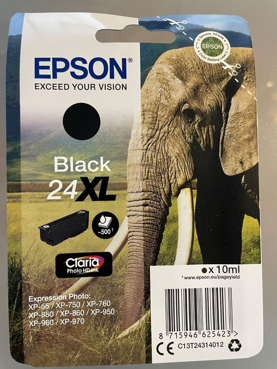 Epson 24XL Eléphant Jaune, Cartouche d'encre d'origine XL Haute capacité,XP-55 XP-750 XP-760 XP