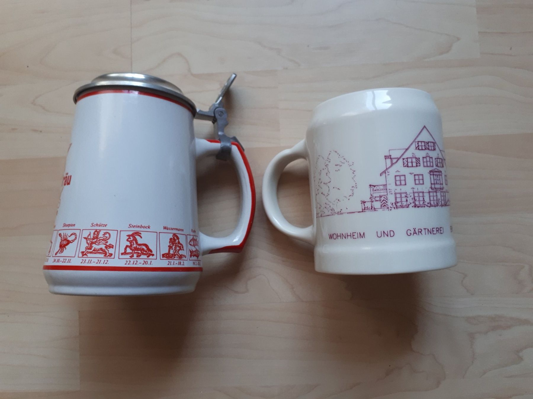 Hürlimann Bicchieri: 2 Bierkrüge einer mit Zinndeckel Stern Bräu – Usato da Dürnten venduto da kuh_7mdq 2