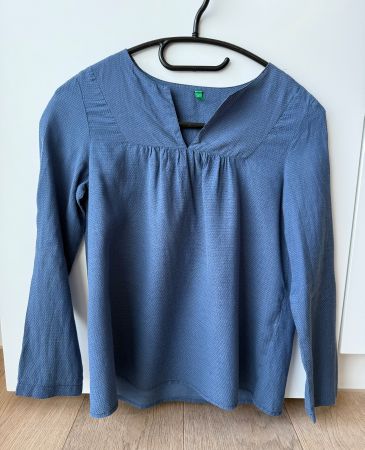Blaue Sommer-Bluse Benetton, Langarm, Gr. 140