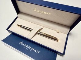 WATERMAN-Paris - Stylo-bille Hémisphère acier/or, box&papier