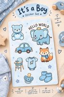 Sticker Set It's a Boy Baby Design