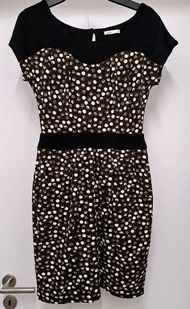 Kleid gemustert, schwarz beige, Grösse M